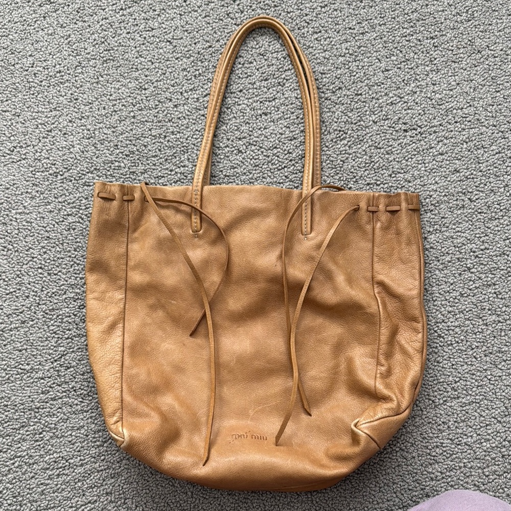 MIU MIU Tan Leather Tote Bag